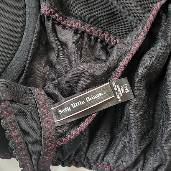 Victorias secret 36c sheer ruched garter slip black/red - Picture 5 of 5